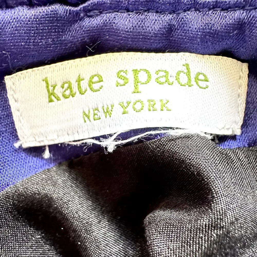 Kate Spade Dyan Silk Dress A Line Ruffle Collar Tie Waist Royal Blue Small
